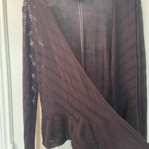 WORTHINGTON Sheer Black Shrug Striped Layering Long Sleeves Size Large - Picture 4 of 10